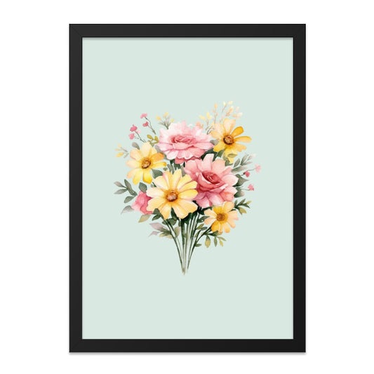 Watercolor Floral Wall Art, Flower Bouquet Print, Rose and Daisy Art, Pastel Botanical Decor, Elegant Home Decor - Tawshia