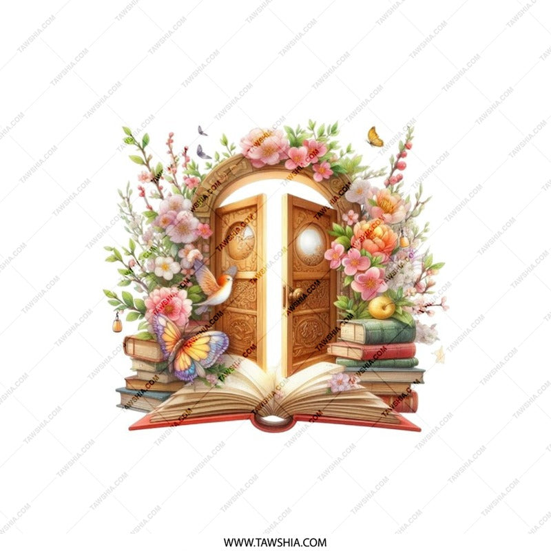 Floral Doorway Pillow, Book and Flowers Decor, Spring Theme Cushion, Decorative Pillow, Reading Nook Pillow, Whimsical Pillow - Tawshia