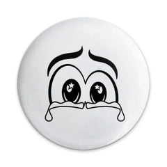 Crying Eyes Pinback Button, Sad Emoji Button, Emotional Expression Pin, Cartoon Character Button, Expressive Pin, Goth Accessories - Tawshia