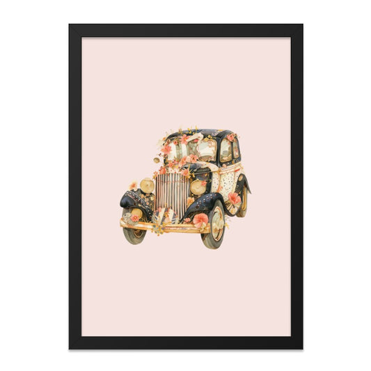 Vintage Car Wall Art, Floral Car Print, Antique Car Decor, Car Lover Gift, Retro Vehicle Art, Elegant Car Art, Unique Wall Hanging - Tawshia
