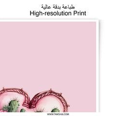 Cactus Heart Photographic Prints, Floral Cactus Art Print, Pink Cactus Decor, Romantic Wall Art, Desert Love Prints - Tawshia