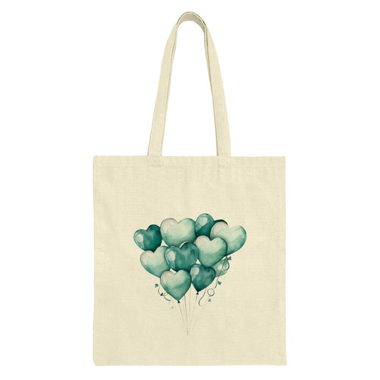 Heart Balloons Tote Bag, Teal Love Hearts, Valentine's Day Gift, Everyday Bag, Cute Design, Stylish Tote, Market Bag, Gift For Her - Tawshia