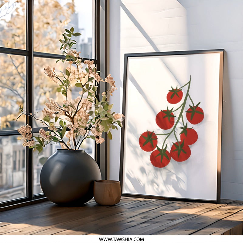 Tomato Vine Wall Art, Kitchen Print, Foodie Gift, Modern Art Print, Botanical Wall Decor, Tomato Lover Gift, Farmhouse Decor - Tawshia