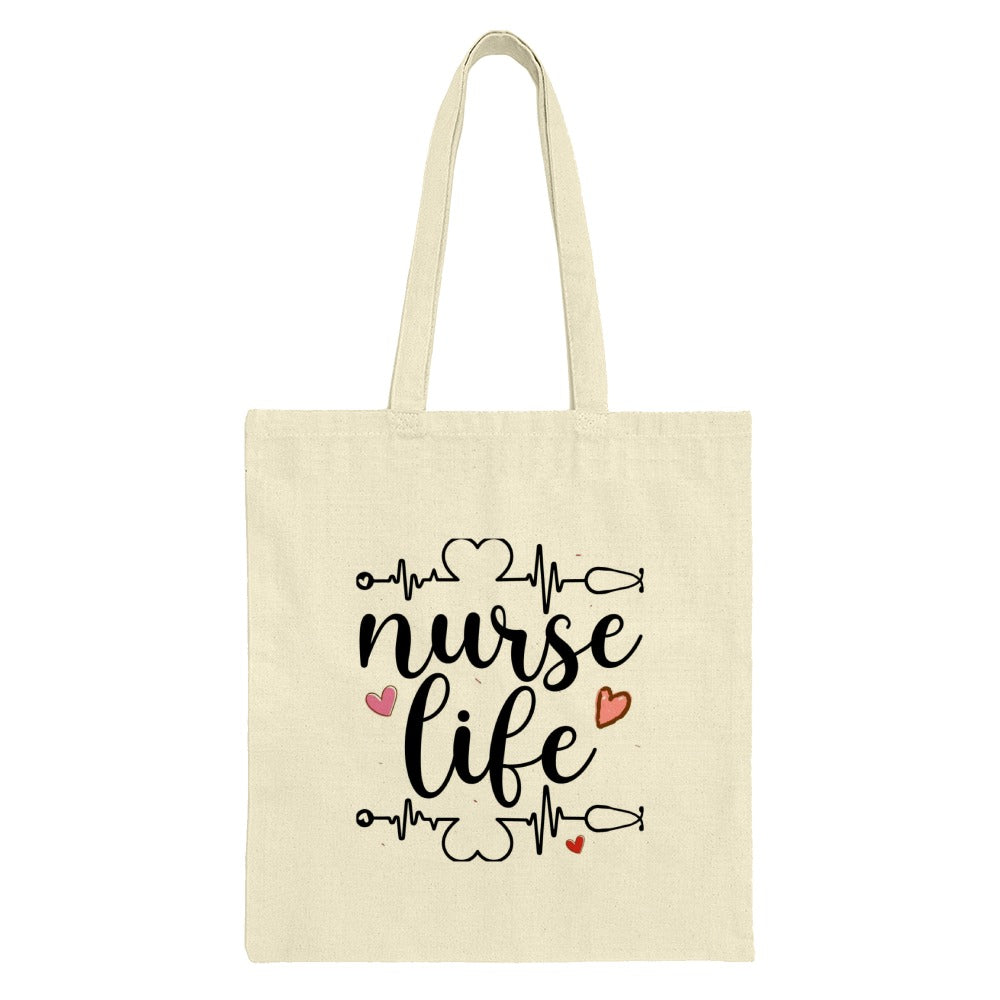 Nurse Life Tote Bag, Cute Heartbeat Design, Nursing School Gift, Medical Professional Appreciation, Everyday Carryall, Gift for Nurses - Tawshia