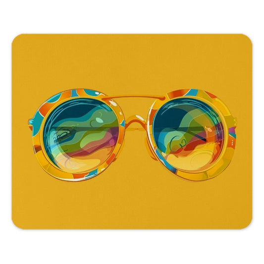 Retro Sunglasses Mouse Pad, Round Glasses, 70s Style Art, Cool Computer Accessory, Unique Office Decor, Colorful Desk Mat, Fun Gift Idea - Tawshia