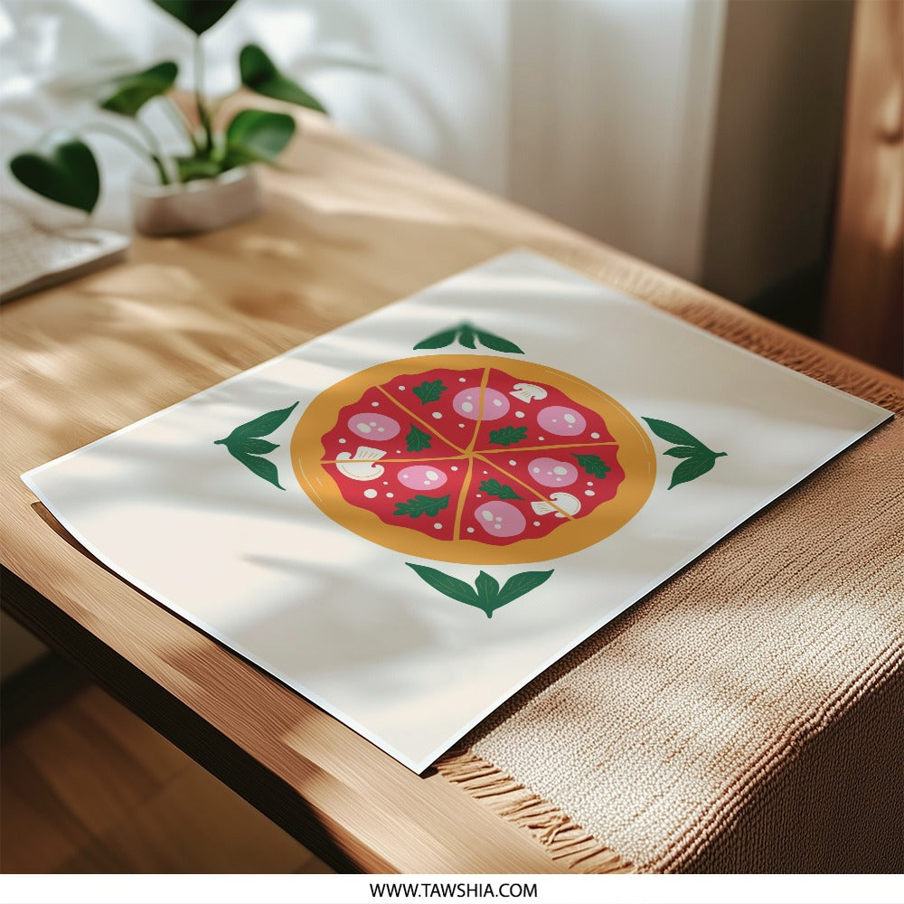 Pizza Photographic Print, Food Art Print, Kitchen Wall Decor, Minimalist Pizza Art, Illustration Print, Pizza Lover Gift, Pizza Wall Art - Tawshia