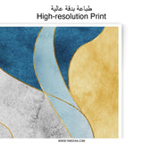 Abstract Art Photographic Print, Blue Gold Wall Decor, Modern Home Art, Minimalist Shapes, Unique Art Print, Contemporary Style, Wall Art - Tawshia