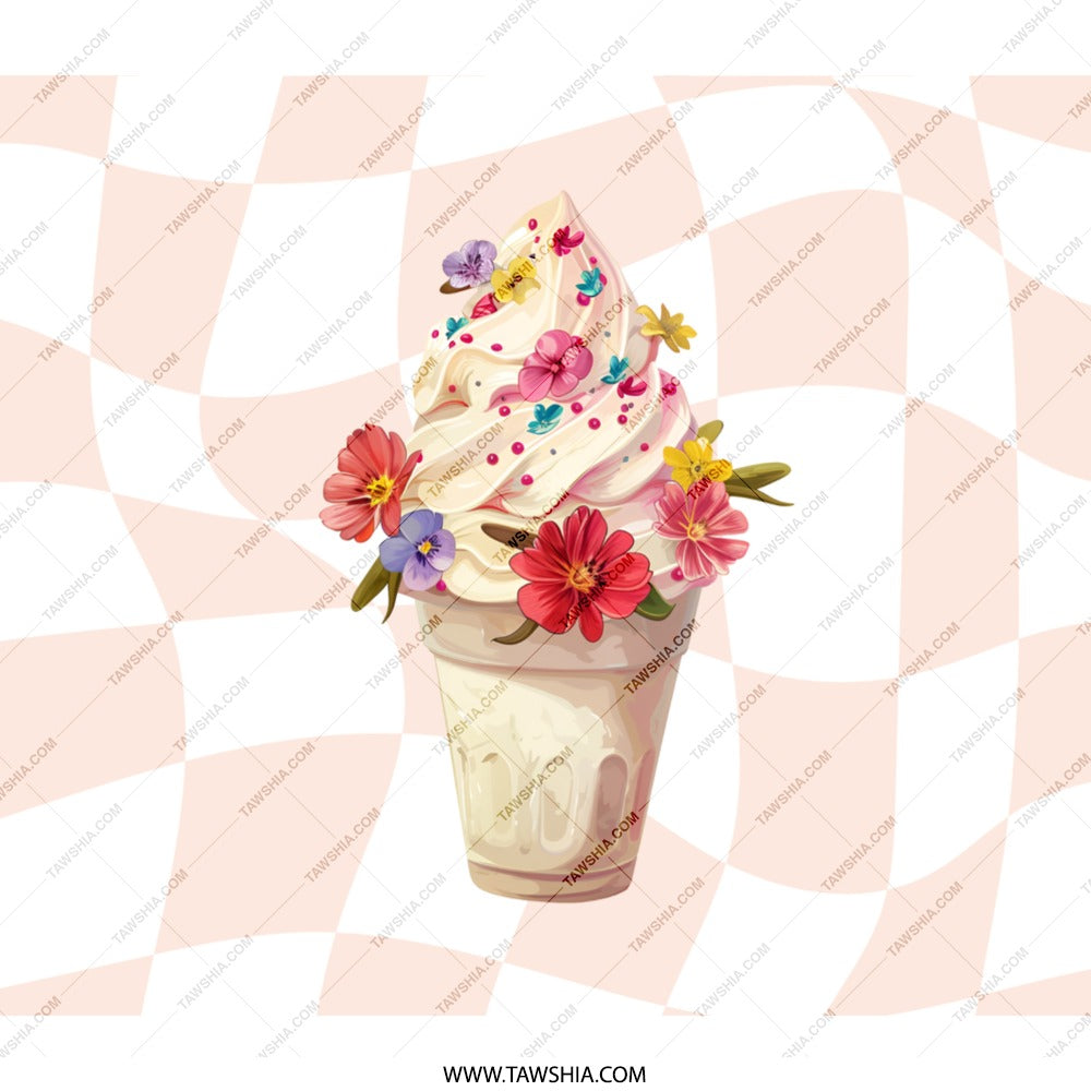 Floral Ice Cream BackPack, Cute Foodie BackPack, Summer Accessory, Colorful Design, Sweet Treat, Gift Idea, Stylish BackPack - Tawshia