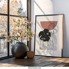 Monstera Wall Art, Abstract Art Print, Geometric Wall Decor, Modern Home Decor, Tropical Leaf Art, Housewarming Gift Idea - Tawshia