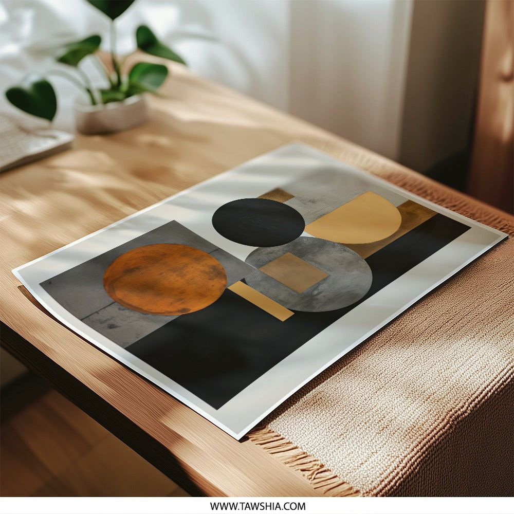 Abstract Geometric Photographic Print, Modern Art Print, Circle Square Art, Minimalist Wall Decor, Home Office Decor, Statement Art - Tawshia