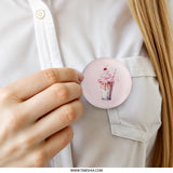 Pink Milkshake Pinback Button, Cute Drink Badge, Sweet Treat Pin, Kawaii Food, Dessert Lover Accessory, Trendy Aesthetic, Fun Novelty Gift - Tawshia