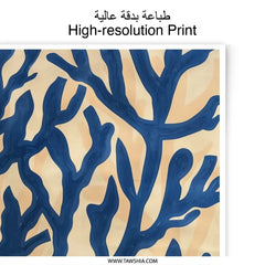 Blue Coral Photographic Print, Abstract Nature Art, Modern Wall Decor, Ocean Inspired Artwork, Coastal Living Print - Tawshia