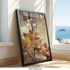 Autumn Leaves Wall Art, Botanical Art Print, Fall Decor, Nature Inspired Artwork, Modern Wall Decor, Home Decor, Framed Art - Tawshia