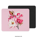 Pink Magnolia Mouse Pad, Floral Desk Decor, Botanical Mousepad, Cute Office Gift, Computer Accessory, Flower Illustration Mouse Pads - Tawshia