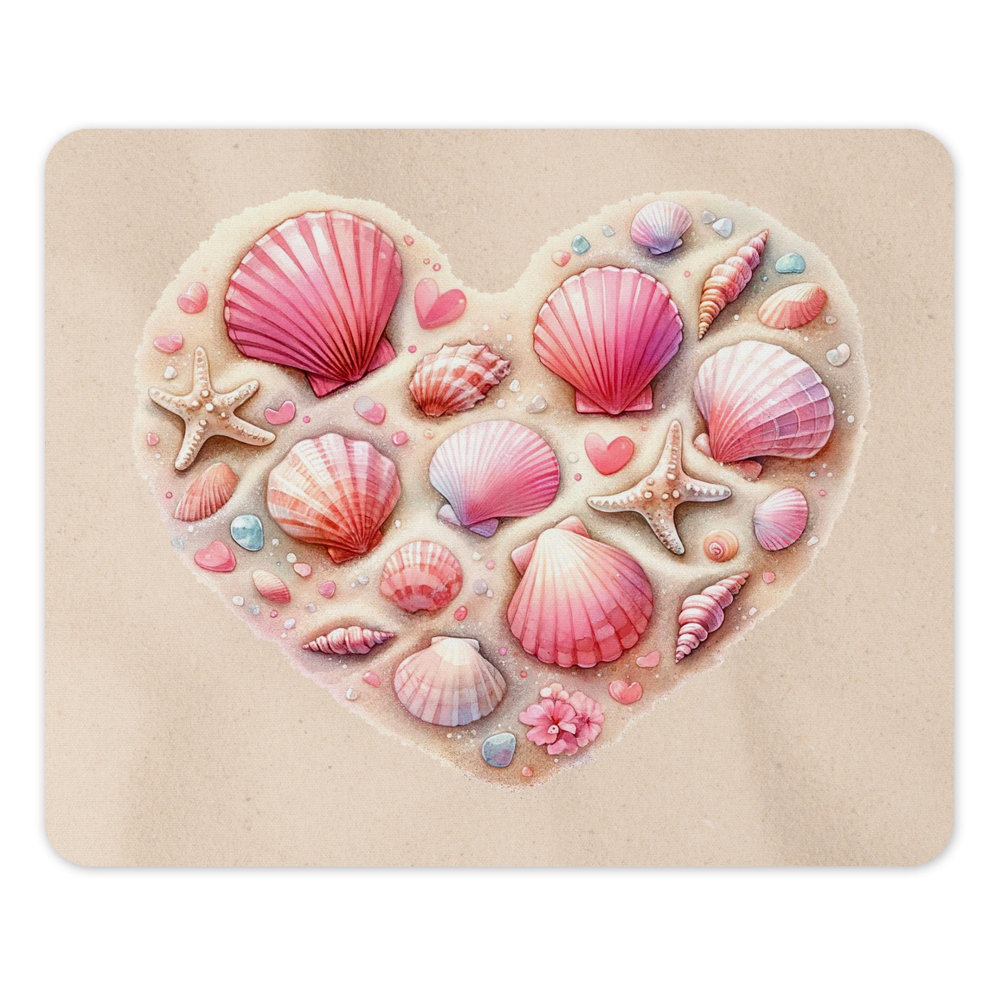 Heart Shaped Seashells Design Mouse Pad product