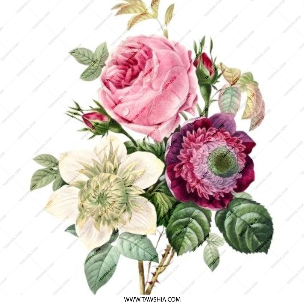 Floral Pinback Button, Vintage Flower Badge, Pink Rose Button, Botanical Art Button, Flower Bouquet Pin, Aesthetic Pinback Button - Tawshia