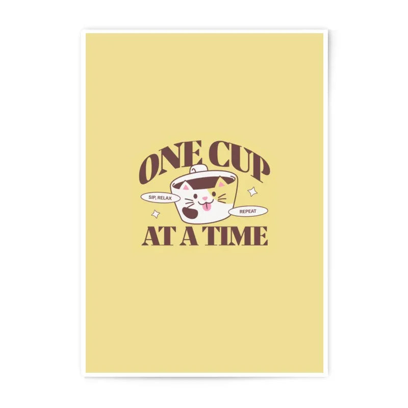 One Cup Cat Photographic Prints, Cute Coffee Art, Motivational Wall Decor, Kitchen Art Print, Cat Lover Gift, Funny Saying Print - Tawshia