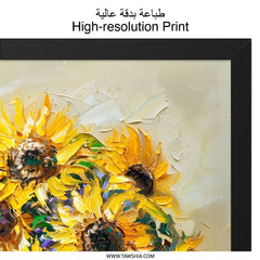 Sunflower Wall Art, Floral Painting Print, Still Life Artwork, Impasto Style, Botanical Home Decor, Bright and Cheerful Design - Tawshia