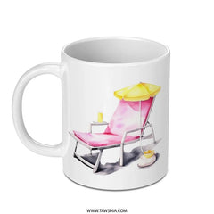 Beach Chair Mug, Summer Vibes Mug, Vacation Getaway, Relaxing Beach, Tropical Drink, Fun Mug, Gift Idea, Beach Lover, Stylish Mug - Tawshia