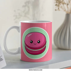 Cute Macaron Mug, Kawaii Food Mug, Dessert Lover Gift, Sweet Treat Mug, Pink Macaron, Foodie Gift, Coffee Mug, Tea Mug, Kitchen Decor - Tawshia