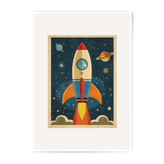 Rocket Ship Photographic Print, Space Art Print, Planets Stars Photo, Kids Room Decor, Nursery Wall Art, Modern Art Print, Home Decor - Tawshia