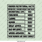 Friends Nutritional Facts Pinback Button, Funny Friend Gift, Friendship Button, BFF Gift Idea, Gift for Best Friend, Best Friend Pin - Tawshia