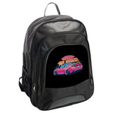 Pink Car Backpack, Vaporwave Style, Retro Sunset, Unique Backpack, Gift for Car Enthusiast, Trendy Backpack, Car Lover Backpack - Tawshia