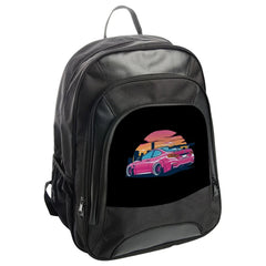 Pink Car Backpack, Vaporwave Style, Retro Sunset, Unique Backpack, Gift for Car Enthusiast, Trendy Backpack, Car Lover Backpack - Tawshia