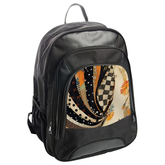 Checkered Floral Backpack, Unique Design, Stylish Carryall, Everyday Pack, Travel Backpack, Fashionable Backpack, Lightweight Backpack - Tawshia