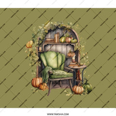 Autumn Chair Backpack, Pumpkin Backpack, Fall Decor Backpack, Cozy Season Backpack, Book Lover Gift, Everyday Backpack, Comfortable Backpack - Tawshia