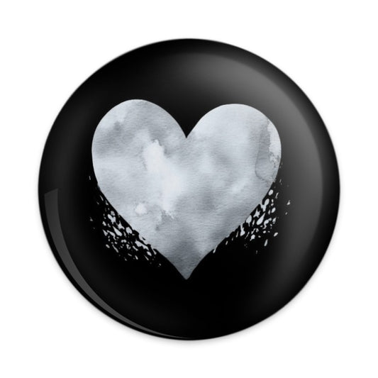 Silver Heart Pinback Button, Watercolor Style Button, Minimalist Heart Button, Valentines Button, Heart Gift Idea, Unique Button - Tawshia