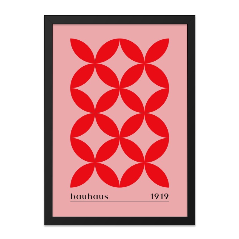 Bauhaus Wall Art Print, 1919 Geometric Poster, Red Flower Pattern, Minimalist Modern Art, Home Decor, Office Gift, Wall Decor - Tawshia