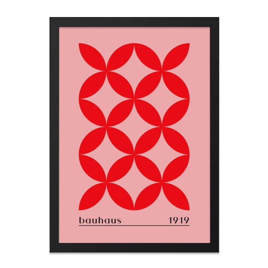Bauhaus Wall Art Print, 1919 Geometric Poster, Red Flower Pattern, Minimalist Modern Art, Home Decor, Office Gift, Wall Decor - Tawshia