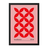 Bauhaus Wall Art Print, 1919 Geometric Poster, Red Flower Pattern, Minimalist Modern Art, Home Decor, Office Gift, Wall Decor - Tawshia
