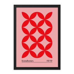 Bauhaus Wall Art Print, 1919 Geometric Poster, Red Flower Pattern, Minimalist Modern Art, Home Decor, Office Gift, Wall Decor - Tawshia