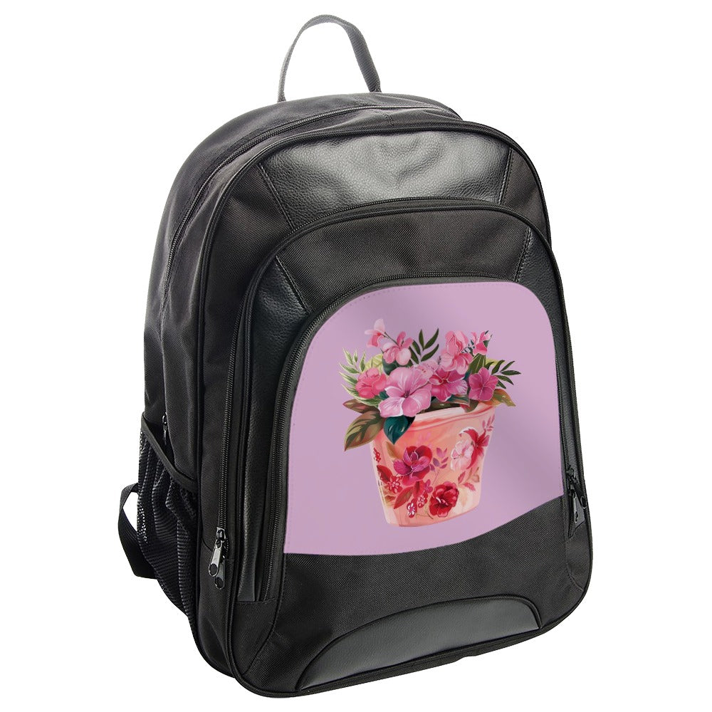 Floral Bouquet Backpack, Flower Pot Design, Colorful Floral Art, Stylish Backpack, Gift for Her, Everyday Backpack - Tawshia