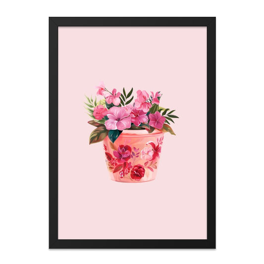 Pink Flower Pot Wall Art, Floral Decor Print, Botanical Art, Home Decor, Gift Idea, Colorful Flowers Painting, Wall Decor, Flower Art - Tawshia