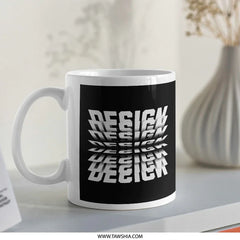 Bold Design Text Black and White Ceramic Mug product