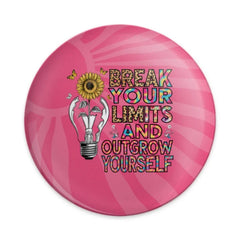 Break Limits Pinback, Outgrow Yourself Button, Sunflower Lightbulb Pin, Motivational Pin, Inspirational Badge, Positive Vibes - Tawshia