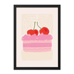 Cherry Cake Wall Art, Foodie Print, Kitchen Decor, Dessert Illustration, Modern Home Art, Sweet Treat Art, Playful Artwork - Tawshia