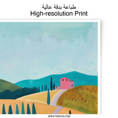 Tuscany Landscape Photographic Print, Italian Hillside Art, Countryside Home Decor, Cypress Trees, Modern Wall Art, Colorful Italy Painting - Tawshia