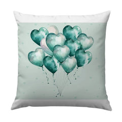 Heart Balloons Pillow, Decorative Pillow, Teal Green Pillow, Love Heart Design, Accent Pillow, Throw Pillow, Gift Idea, Home Decor Pillow - Tawshia