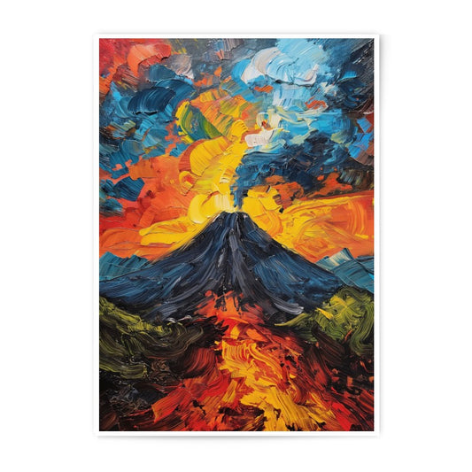 Volcano Photographic Print, Abstract Landscape Photo, Impasto Art, Colorful Nature, Wall Decor, Unique Gift, Vibrant Home, Volcano Art Print - Tawshia