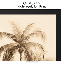 Tropical Palm Tree Wall Art, Coastal Decor, Beach House Art Print, Neutral Tone Print, Sepia Palms Wall Decor, Framed Palm Tree Art - Tawshia
