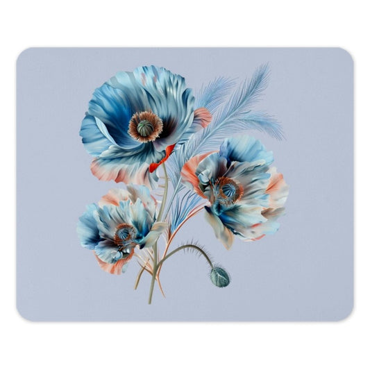 Blue Poppy Mouse Pad, Floral Mousepad, Office Decor, Flower Mouse Mat, Computer Accessory, Artistic Gift, Modern Mousepad, Stylish Desk Pad - Tawshia
