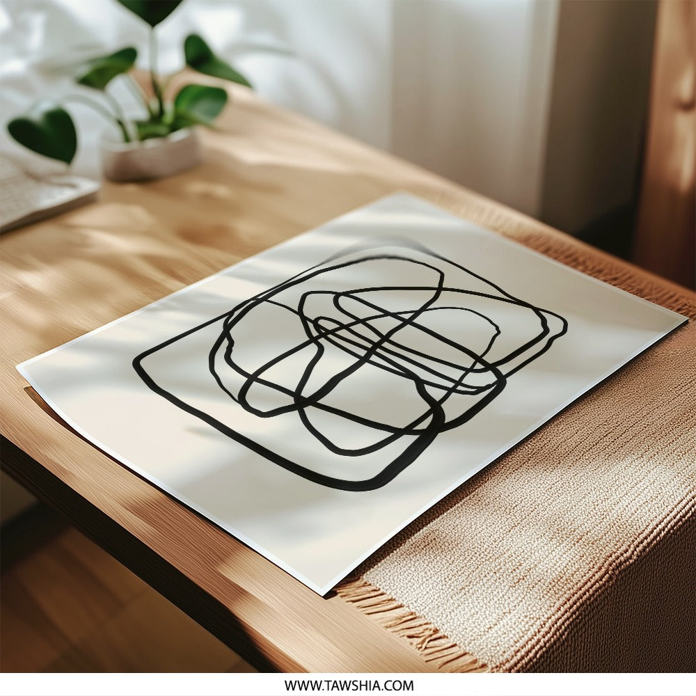 Abstract Line Art, Photographic Print, Minimalist Art Print, Neutral Wall Art, Contemporary Artwork, Modern Home Decor - Tawshia