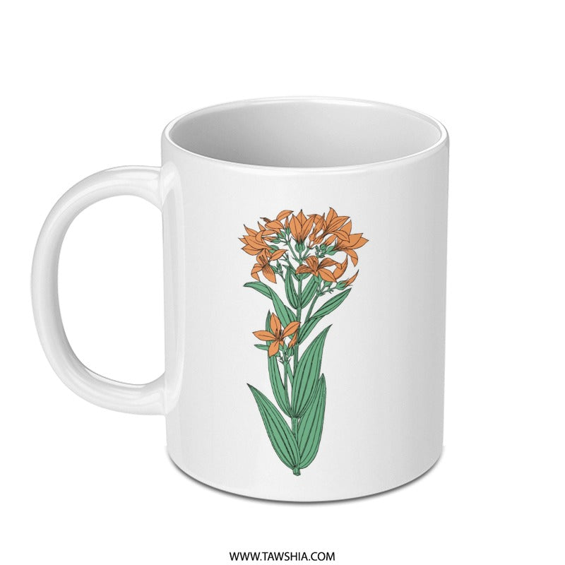 Orange Lily Mug, Botanical Mug, Flower Coffee Cup, Floral Art Mug, Plant Lover Gift, Nature Inspired Mug, Unique Mug Design - Tawshia