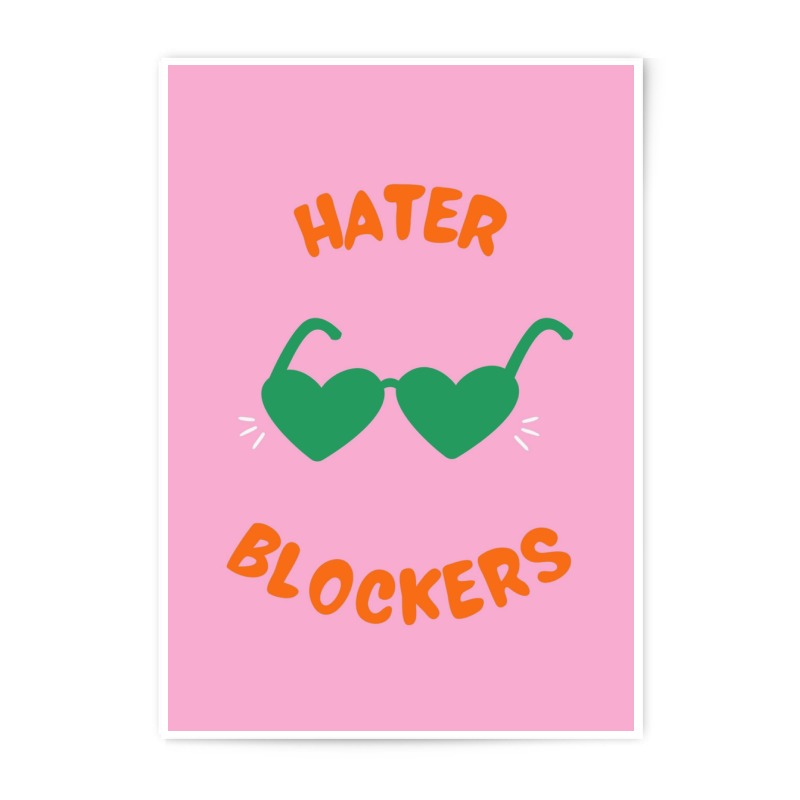Hater Blockers Photographic Print, Heart Sunglasses Art, Funny Wall Decor, Quirky Aesthetic, Trendy Home Art, Statement Piece - Tawshia