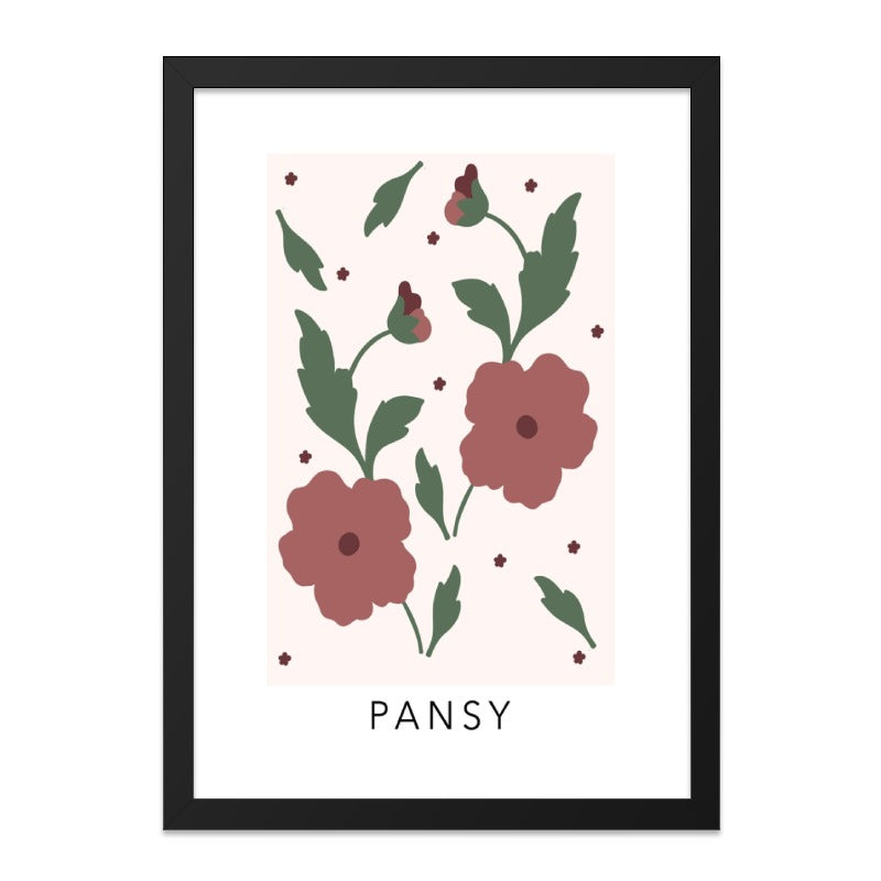 Pansy Flower Wall Art Print, Floral Illustration, Botanical Decor, Modern Wall Decor, Flower Art Print, Home Decor, Pansy Print - Tawshia