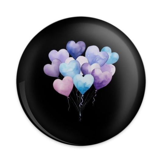 Heart Balloons Pinback Button, Watercolor Hearts Badge, Love Balloons Button, Cute Aesthetic Button, Party Favors, Birthday Gift Pinback - Tawshia